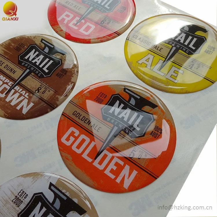 Custom Make Clear Liquid Epoxy Labels Crystal Resin Dome 3d Gel Deco Stickers Sheet