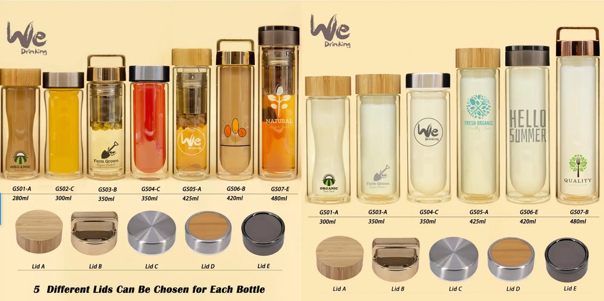 BS04 550ml BPA free Eco Friendly Original Bamboo Tea Water Flask with Infuser and Strainer for Brewing Loose Leaf and Detox Tea