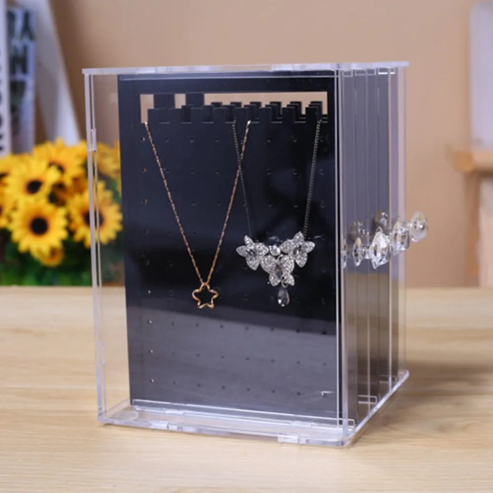 3 Black Drawers Fashion Design Transparent Acrylic Jewelry Storage Box Organizer Earring Display Stand Showcase Necklace Holder