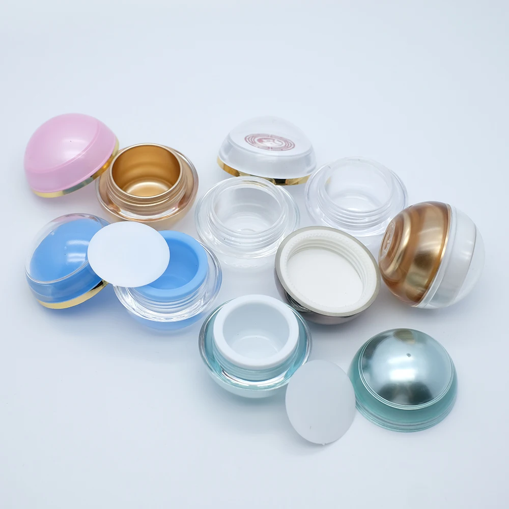 
Hengsheng factory wholesale acrylic 5g ball egg shape empty cosmetic skin care cream jar 