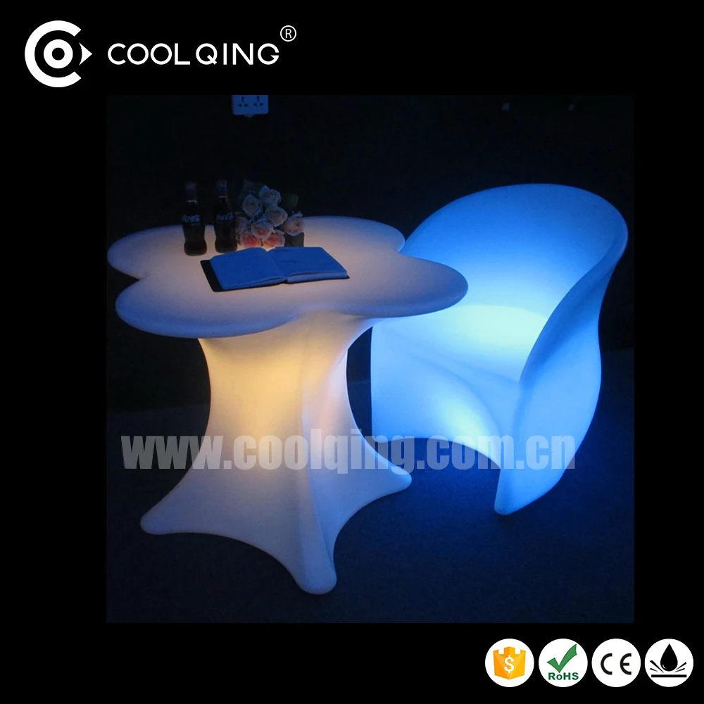 Illuminated Outdoor Furniture Rechargeable Colorful Plastic Shell LED Garden Chair
