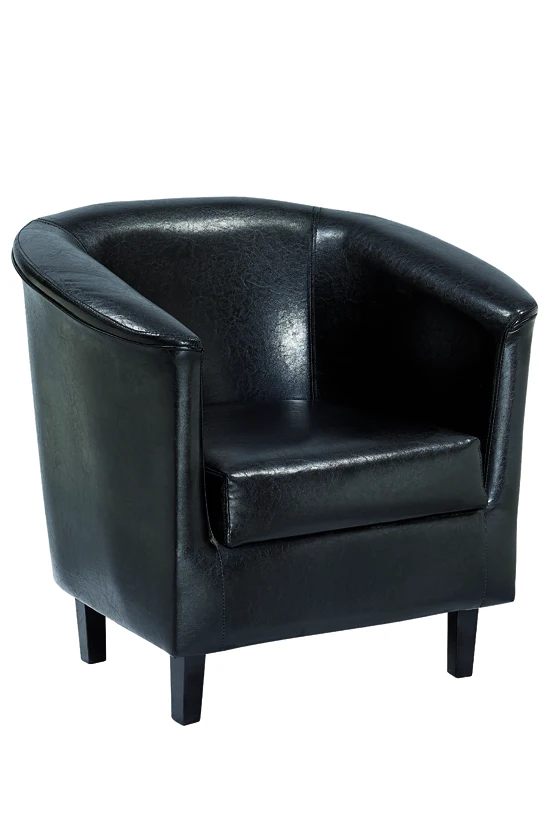 Giantex Arm Chair PU Leather Single Sofa Tub Barrel Club Seat Furniture w/Cushion (Red)