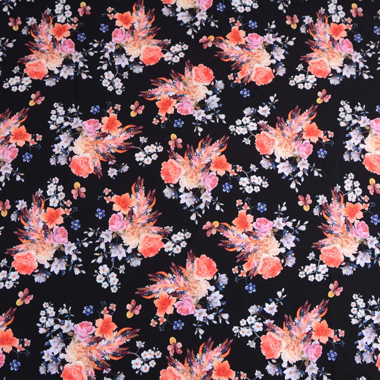 
97% polyester 3% spandex 4 way stretch african flower print fabric for women dress 