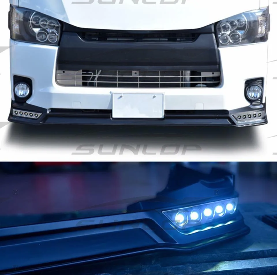 SUNLOP HIACE 200 QUANTUM BODY PARTS #001289 FRONT LIP WITH LED FOR HIACE 2014 UP