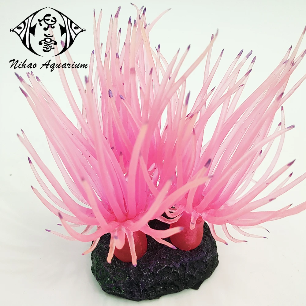 Fish tank decoration colorful soft fake silicon sea anemones artificial corals for indoor aquarium