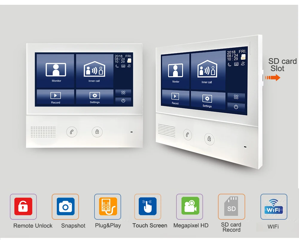 7 inch Touch Screen TCP/IP SIP Video Intercom apartments Door Entry Phone Digital System