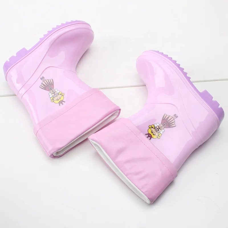 
Hot Sales Foldable Kids PVC Rain Boots Princess Pattern PVC Shoes 