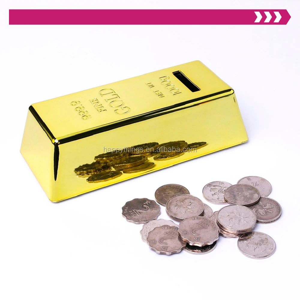 Good Quality Low MOQ Rectangle Shape Gold Decor Gold Bullion Money Saving Box