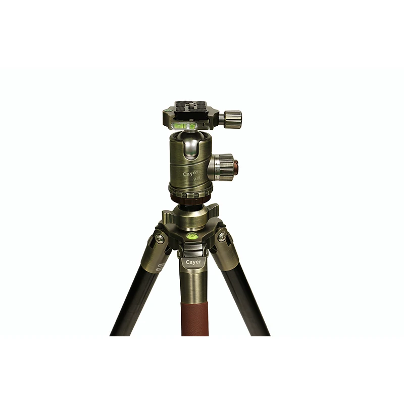 Cayer AT2470X3 Professional Photo Tripod Kit Aluminum Antique Brass Max Height 1820MM Digital Camera Aluminum Alloy 4 Sections