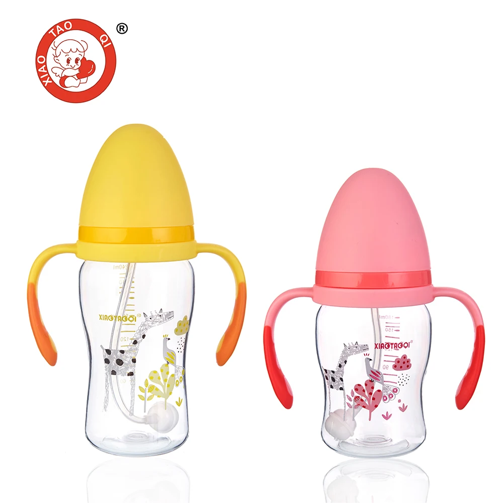 Customizable Labels Baby Tritan Bottle with Handle Standard Silicon Milton Manual Steriliser for Baby BPA Free,nitrosamine Free