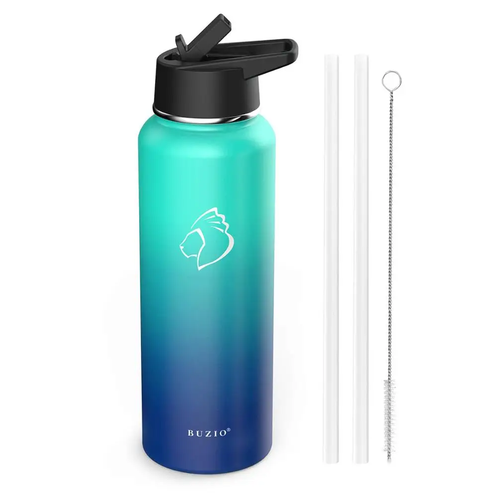 Customized double lawyers stainless steel vacuum flask with straw cover
