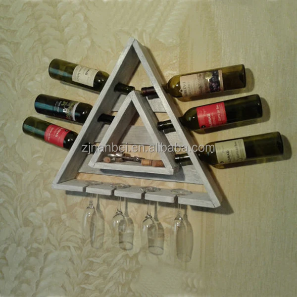 2024 Custom fsc certified rustic wall wooden wine rack vintage wood wine and glass shelf