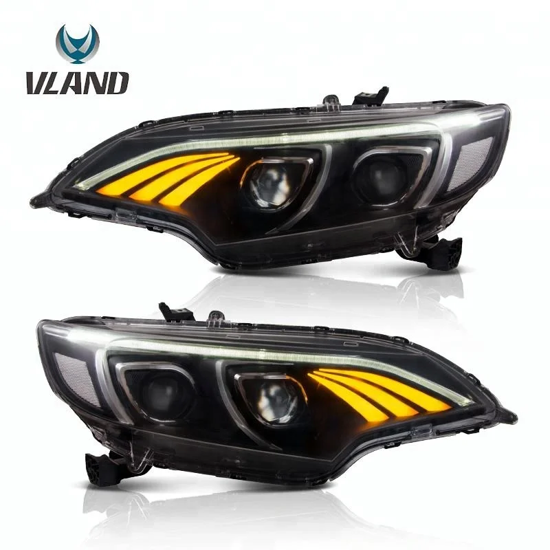 Vland factory manufacture Black Housing LED Headlights For 2014-UP Fit/Jazz GK5 Head Lamp Assembly