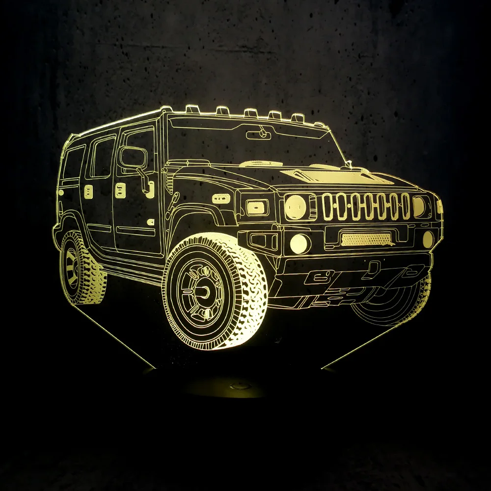 Hummer shape LED lamps 3D Illusion night light car fans gifts room decor desk exhibition table display boys moon lights