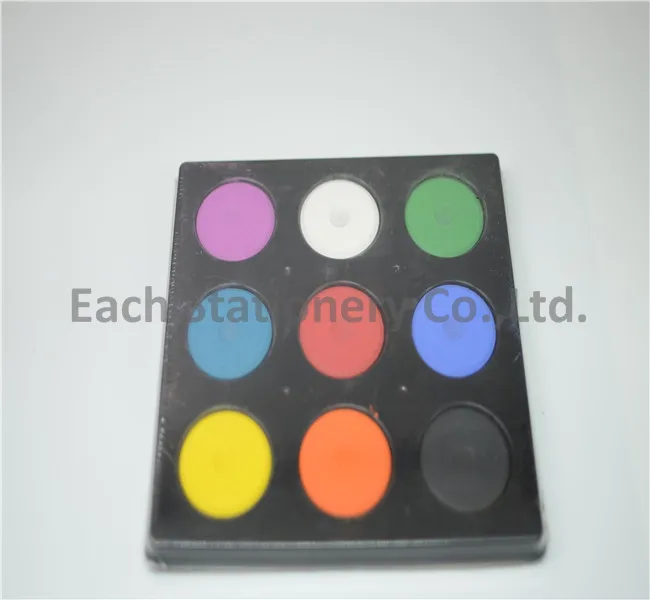 best sale kids painting set 9 colors solid watercolor with plate for promotion