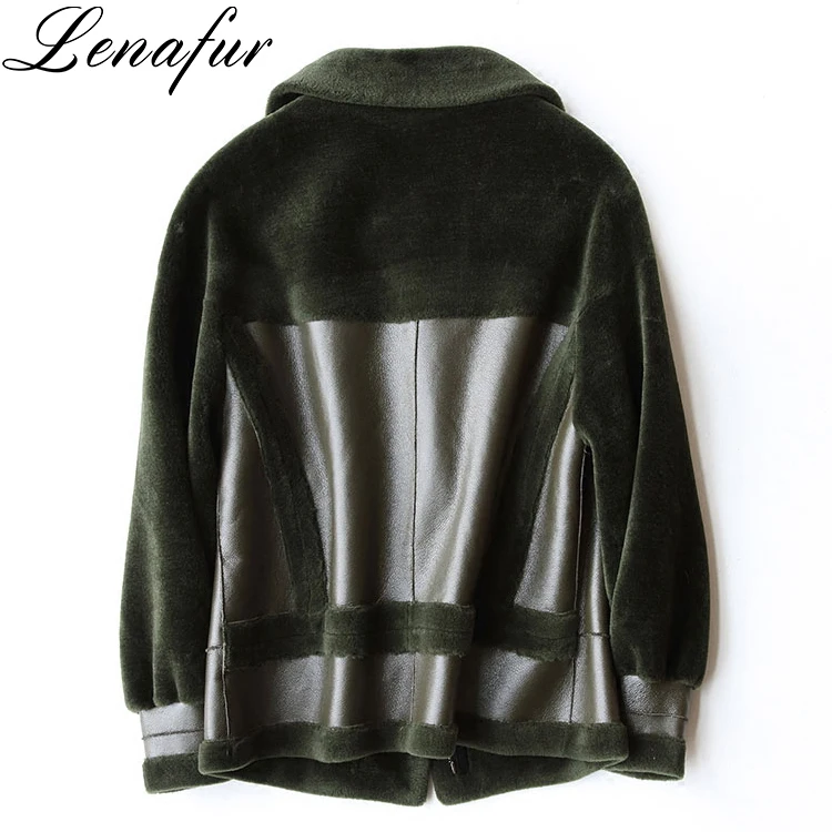5Colors 4Sizes Young Girl Street Fashion Casual Lamb Fur Sheepskin Leather Shearling Bomber Jacket