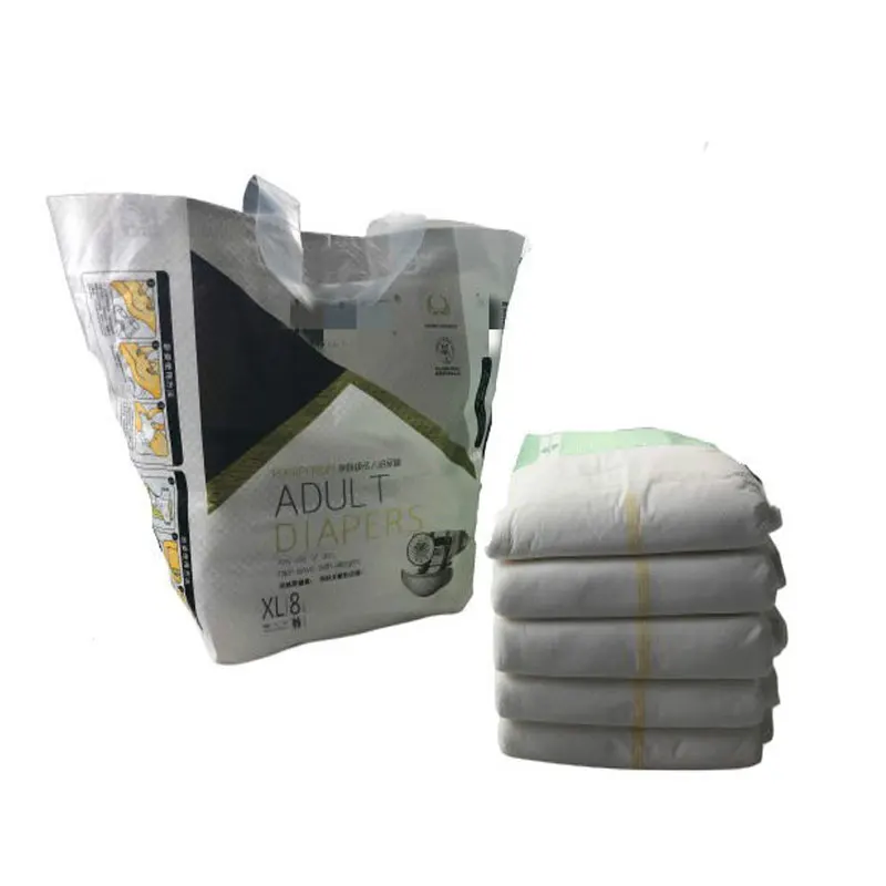 
High-end Ciustomized Economy Good Price Adult Incontinence Diaper Disposable 3D Leak Prevention Channel Plain Woven 10pcs/bag 