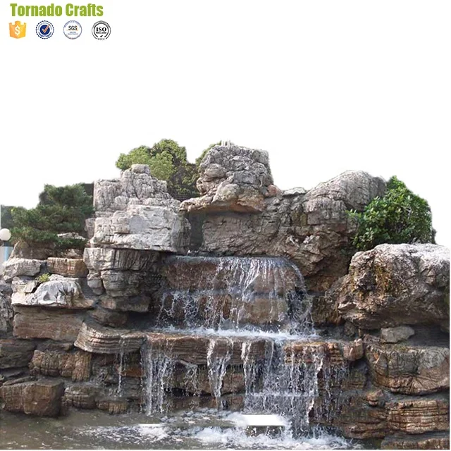 Factory artificial rock waterfall fiberglass rock for park road artificial landscape stone