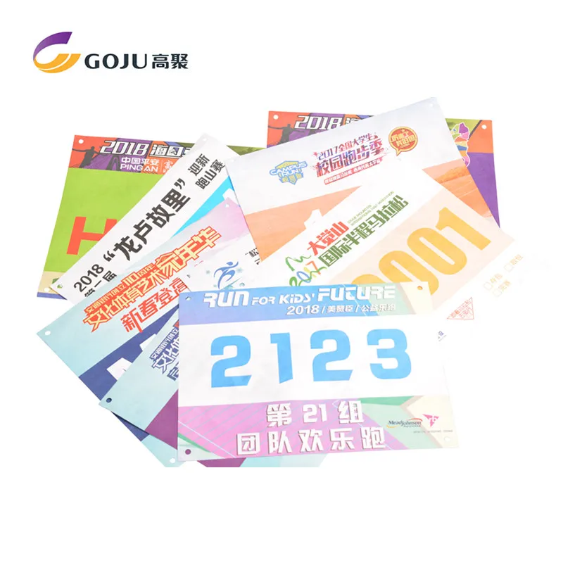 Customize Full Color Printing Tyvek Paper Race Bib Number for Race Running Number