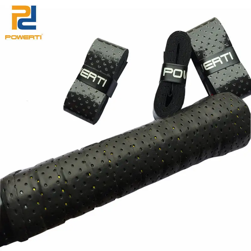 POWERTI 7pcs/lot Stick Perforated Sweatband Tennis Racket Overgrip Sweat Viscosity Breathable Grip for Badminton Racket