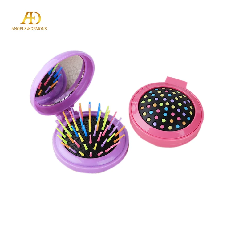 
Круглая Складная карманная щетка для волос мини расческа для волос с зеркалом для макияжа для путешествий 