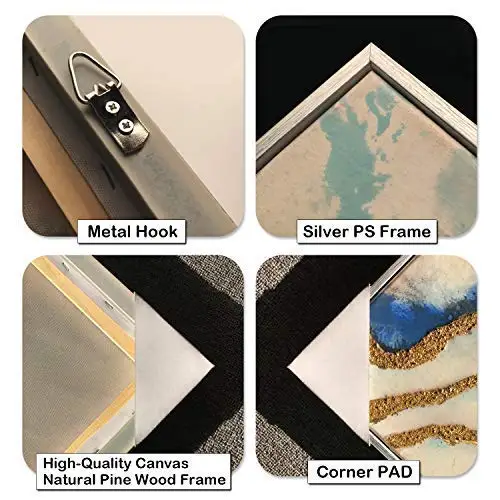 Blue Agate Canvas painting wall art gold abstract picture wall decor for living room bedroom office oil canvas painting