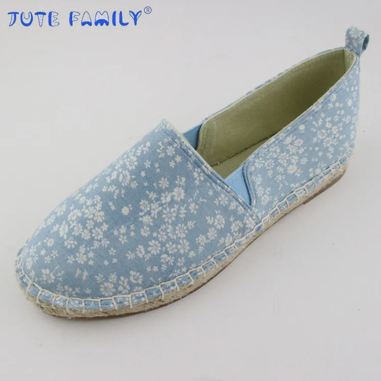 Hot Sale flat Woman  Ladies canvas espadrilles women Comfortable espadrilles jute shoes