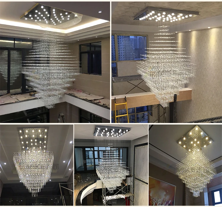 Modern Crystal LED Chandelier Ceiling Light Stairs Crystal Chandelier Ceiling Lamp For Hotel Project