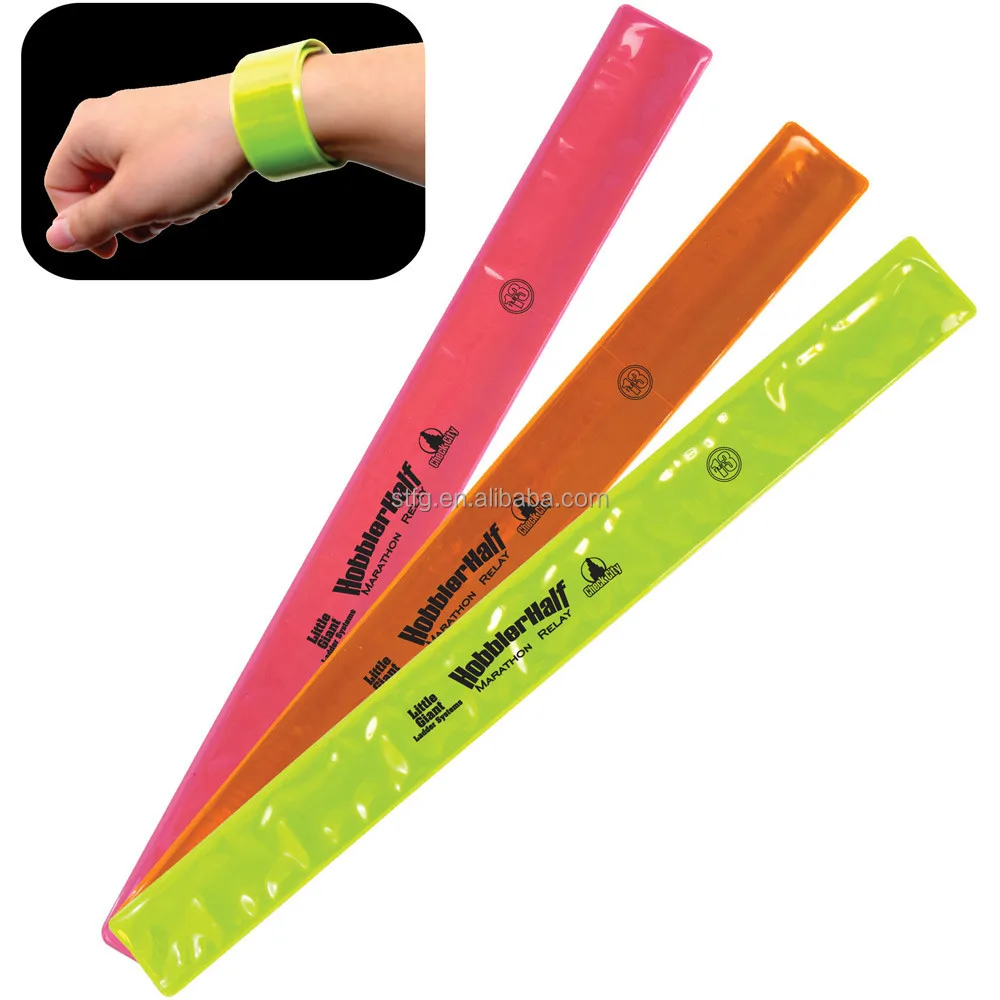 Adult Fluorescent Reflective Slap Arm Strap wrist Bands bracelet, Color may vary