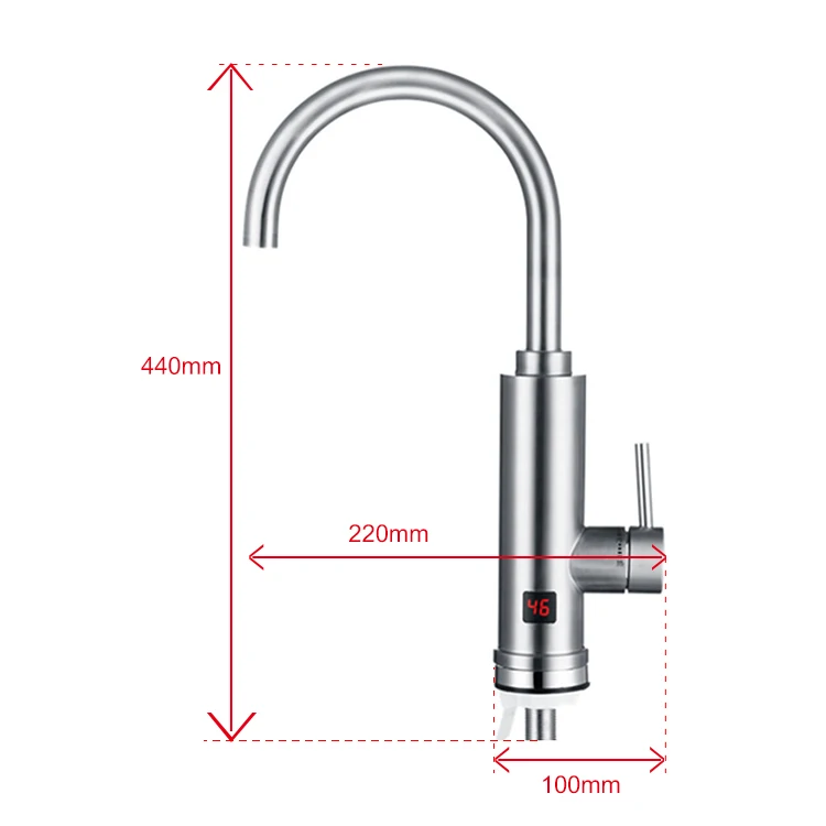 High Quality Wire Drawing Safe Heating Water Mixer Instant Water Heater Electric Faucet