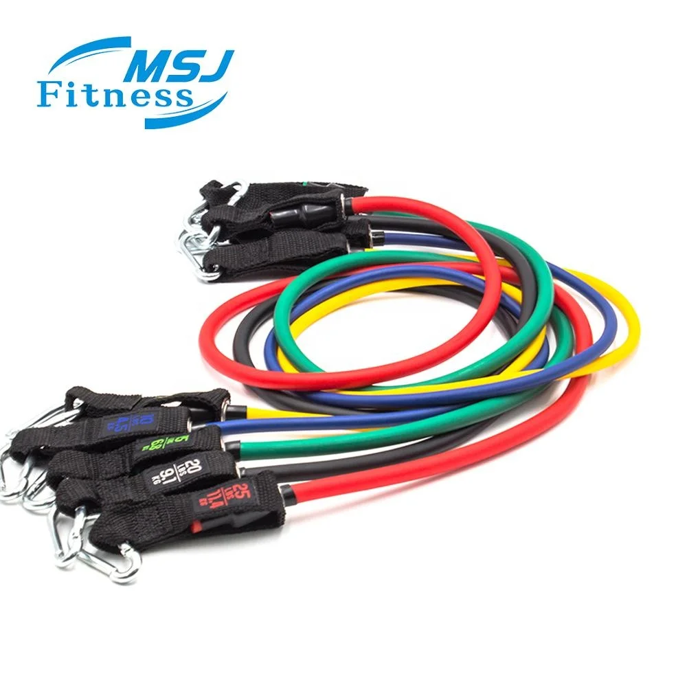 11pcs Fitness Latex Bands Resistance Tube Exercise Workout Bands Set