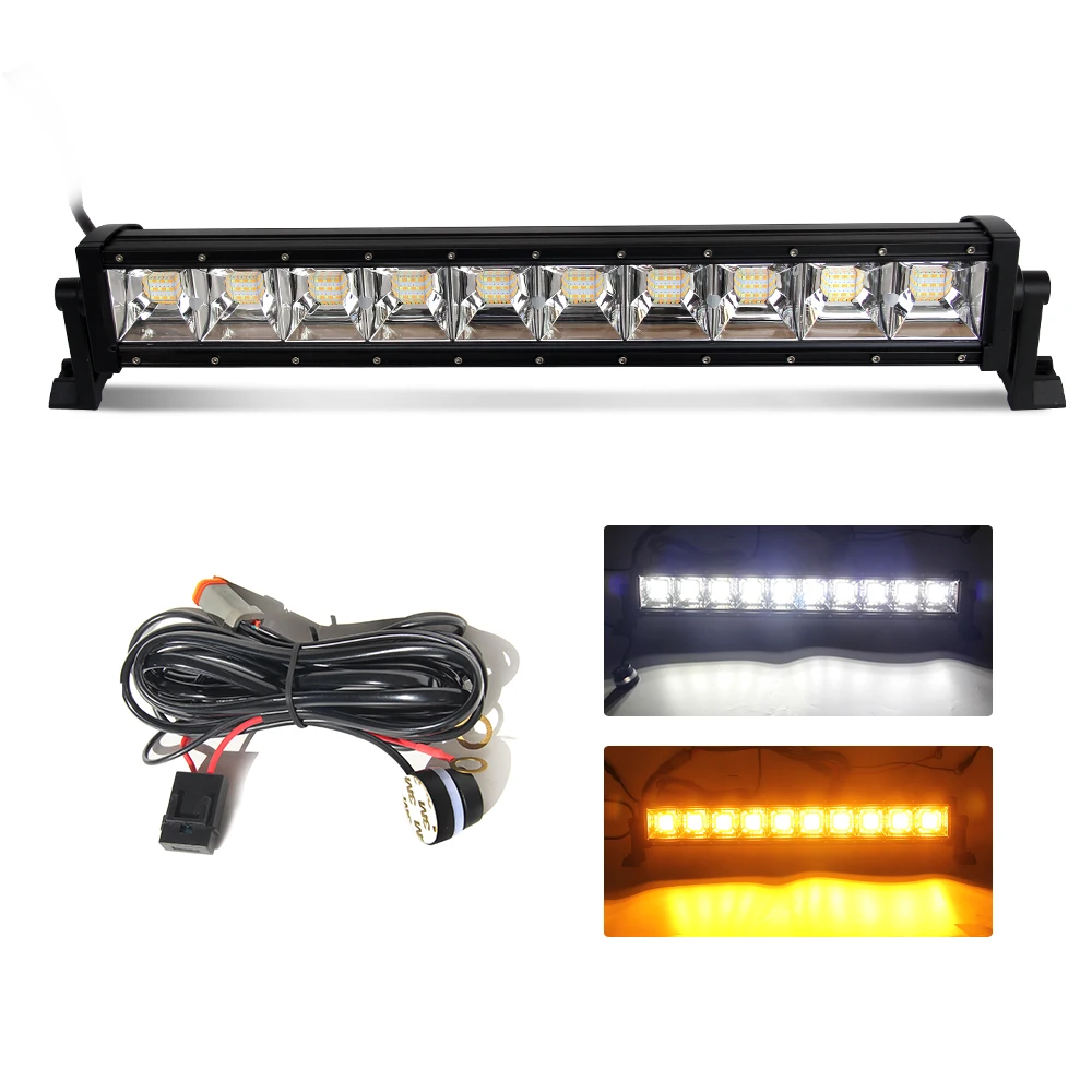 2019 Новый 22-дюймовый Offroad белый янтарь изменение цвета двойной цвет 12V 24 вольт постоянного тока для грузовых автомобилей, Строб Led свет бар