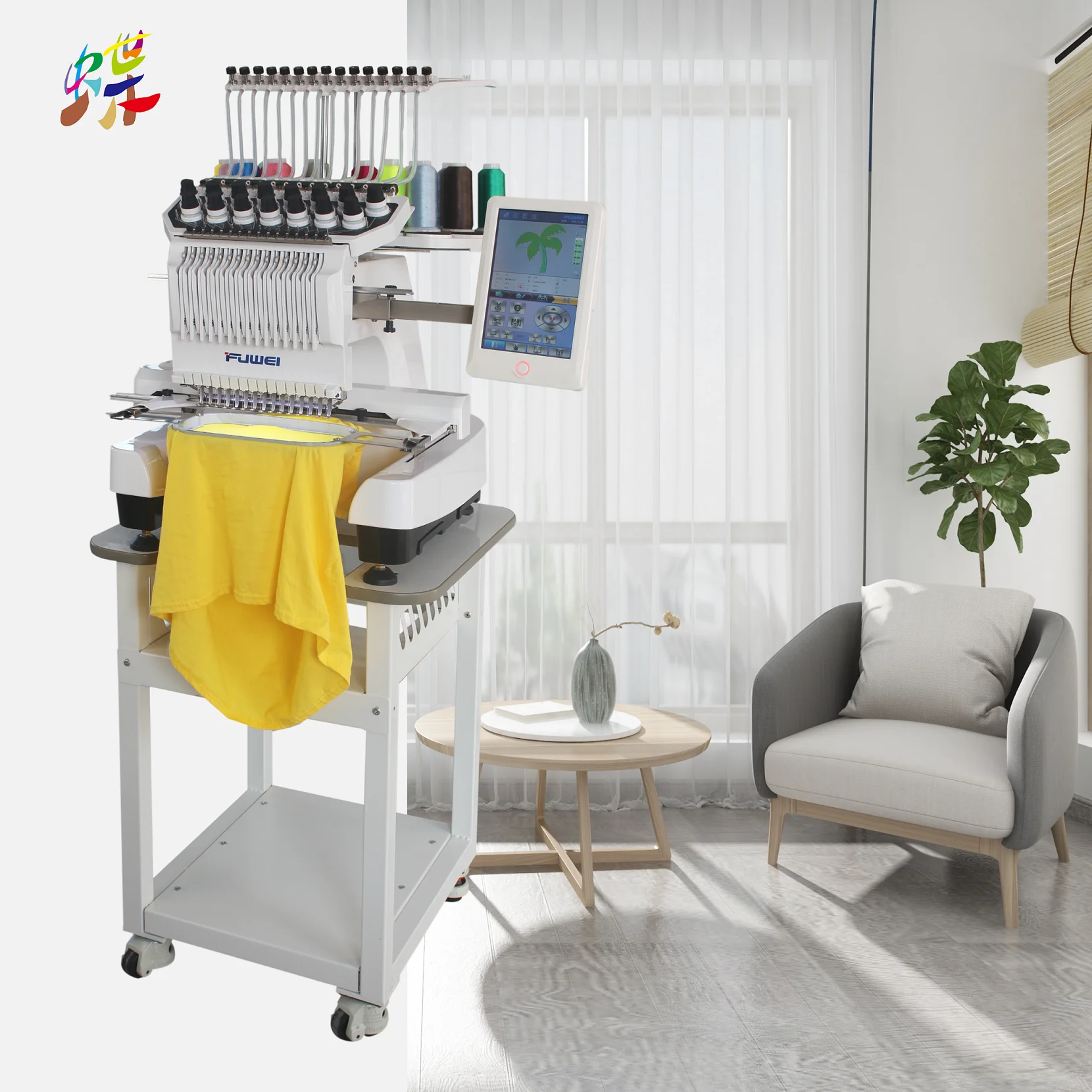  Машина для вышивки плоских футболок 1 головка 15 игл