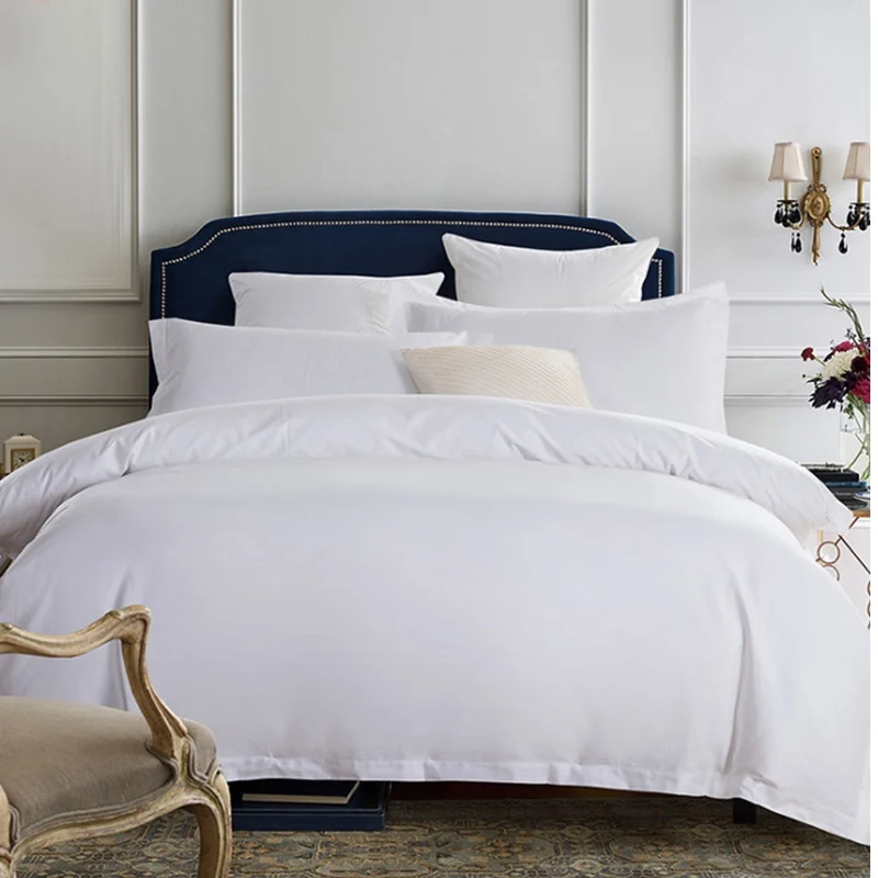 plain white cotton hotel bed linen 4pcs hotel resort bedding set