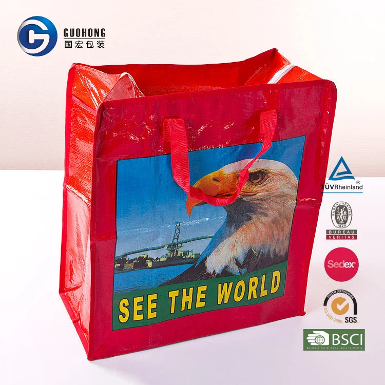 Super Quality Stripe PP Woven Bag with Lamination | PP Woven Zipper Bag