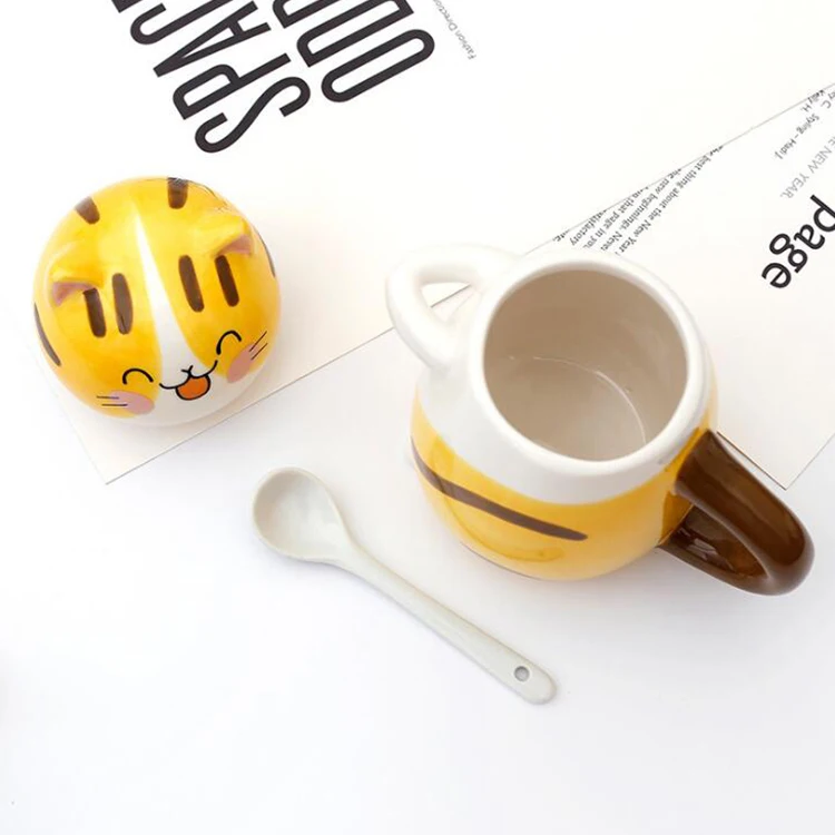 Creative Cute Cartoon Hand-painted Adorable Cartoon Animal, Cat Style Ceramic Hold Cup
