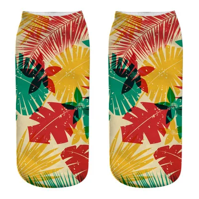 YUELI  sublimation  transfer 3D printing custom plants socks happy socks women  leaves socks