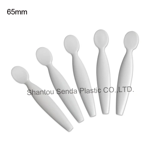 Маленькая пластиковая ложка, оптовая продажа, косметические лопатки 65 мм, лопатки для крема для лица белого цвета