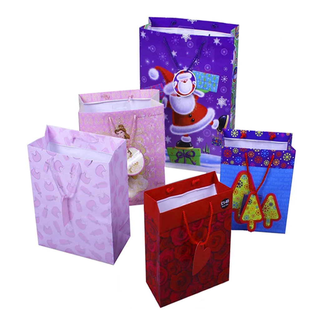 Customized christmas gift bag printed, christmas paper bag, Holiday gift bag