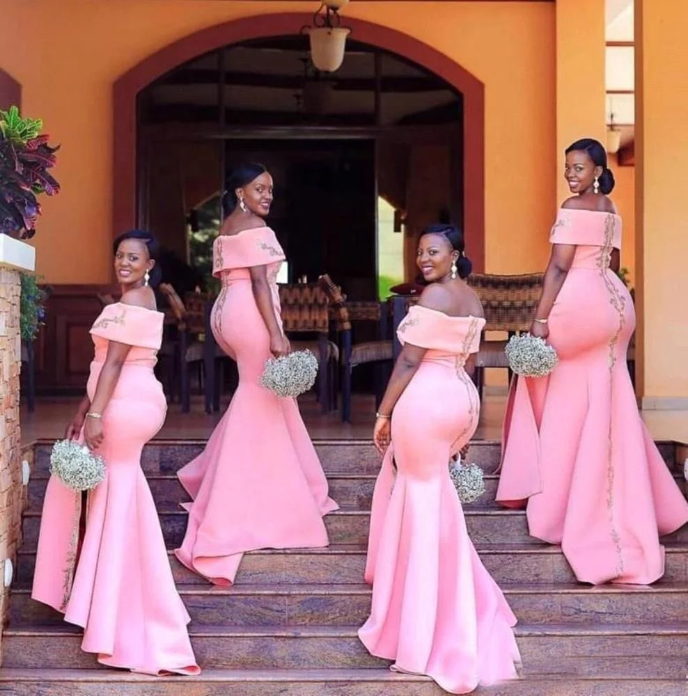 
2019 African Off-shoulder Bridesmaid Dress Mermaid Wholesale 