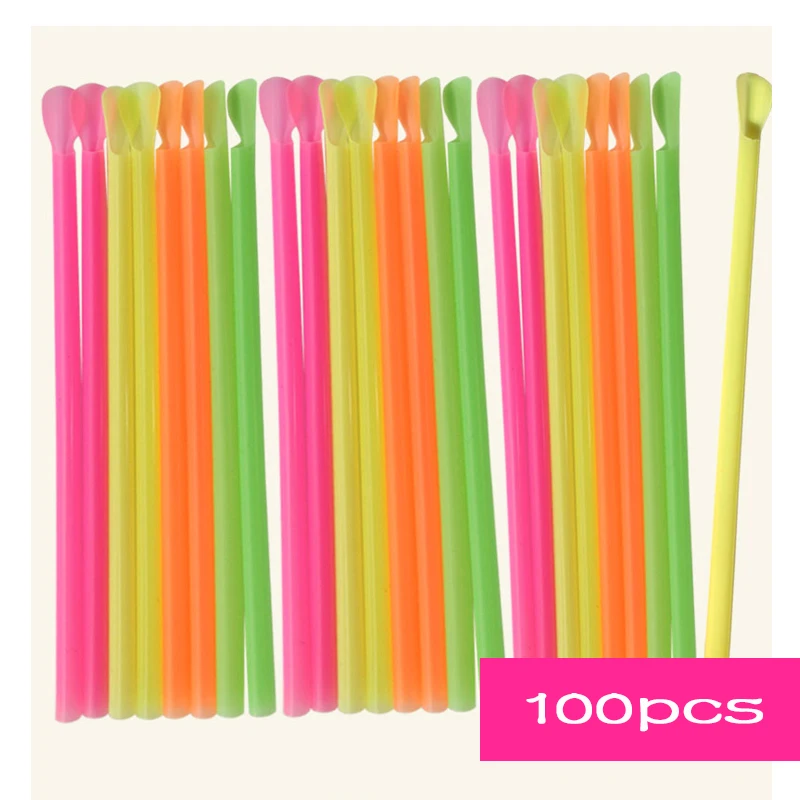 618097 Colorful Spoon Straws Drinking Smoothies/coffee/Cocktail/Milkshake/Juice/Slush Stirrer Kid Drinks