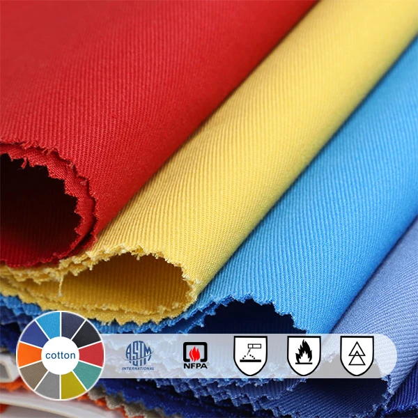cotton 350GSM flame retardant fire resistant fr antistatic Satin Fabric for offshore coverall