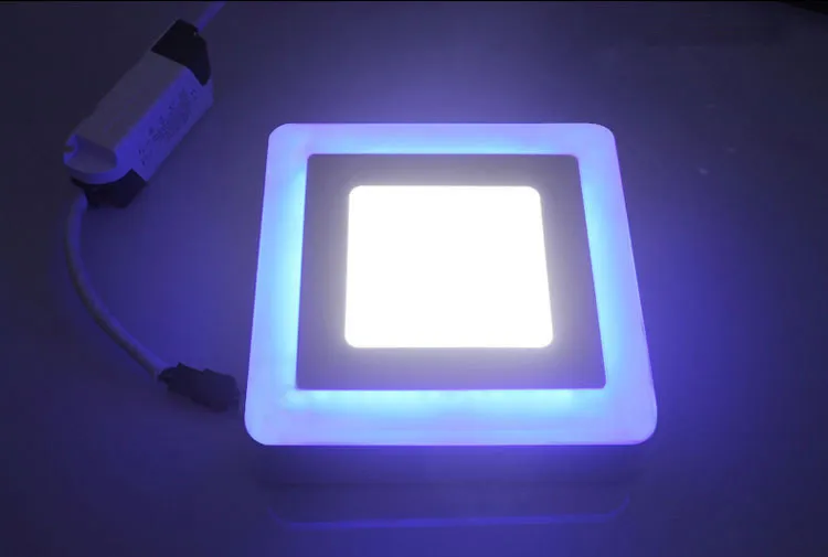 High quality double color recessed surface ceiling colour changing square round led panel light 18+6w