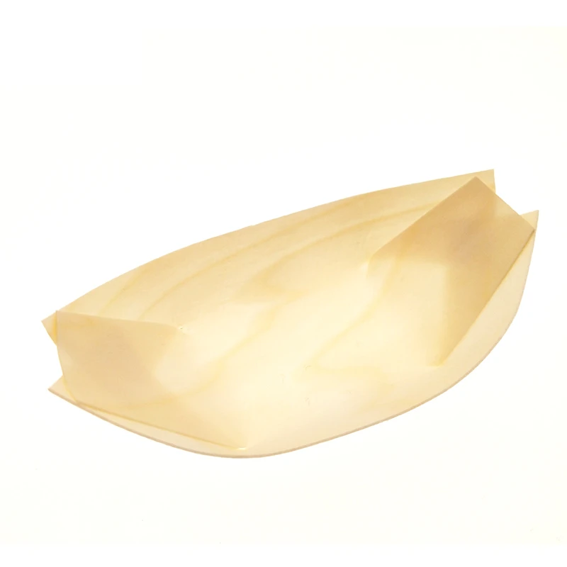 Eco-friendly Disposable Food Sushi Plate Boat Small Compostable Bamboo Wood White Fast Food Carton and Food