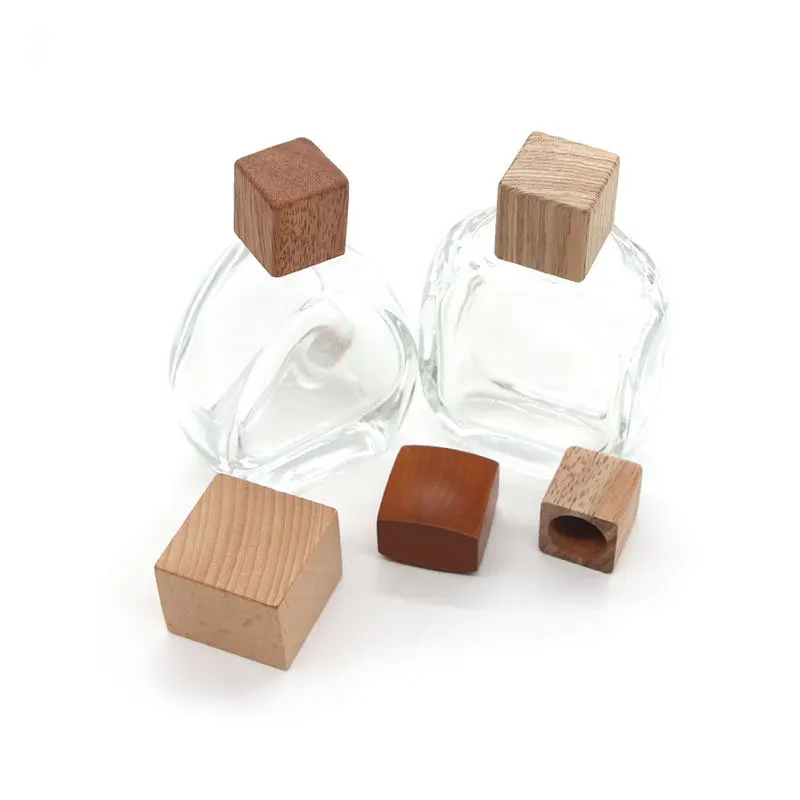 Square hand made wooden perfeme lid for bottle