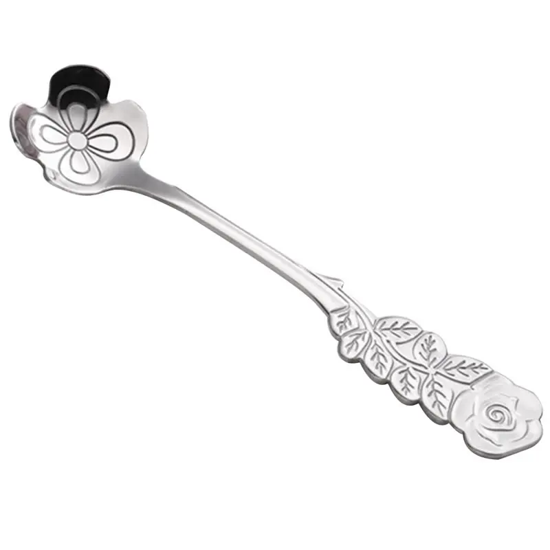YiJia ложка из нержавеющей стали с цветочным узором десерт кофе в качестве свадебного подарка