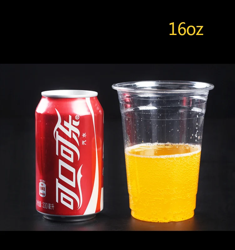 16 oz (ounces) Disposable Cups Premium Crystal Clear PET Cup for Cold Drinks Iced Coffee Tea Juices Slushy Soda Cocktails Beer