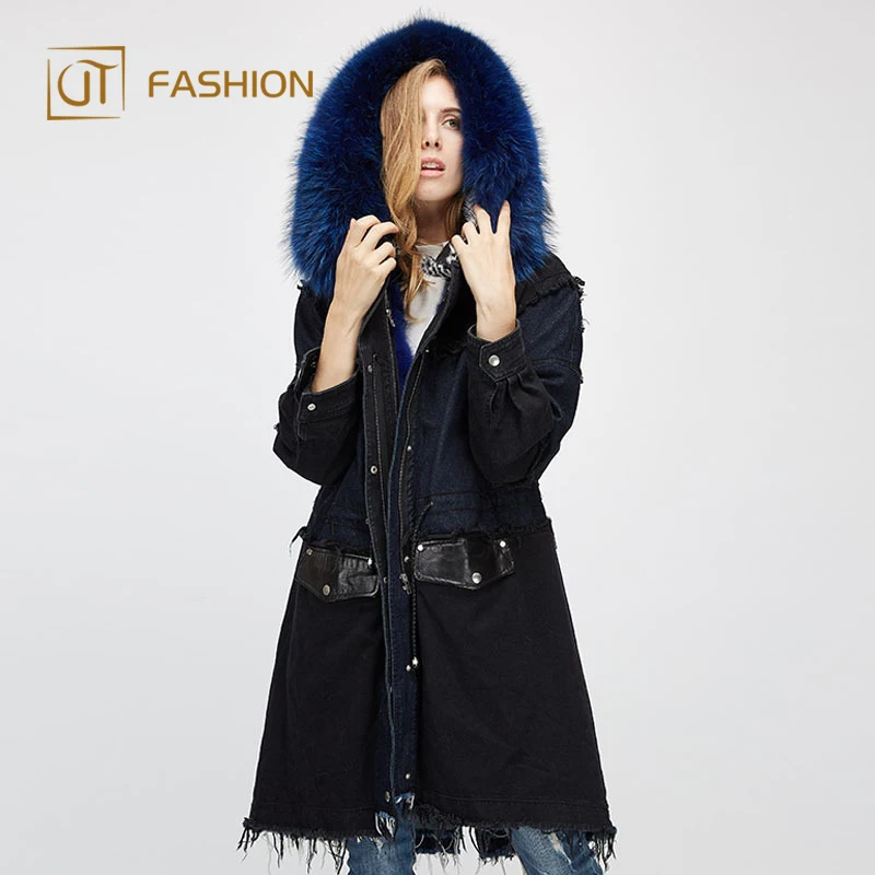 
New jtfur wholesale custom size fox fur collar hooded detachable inside parka chinese parka wool jackets with fur hooded 