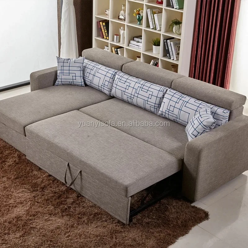 Adjustable angle functional folding sofa bed, multi-purpose fabric corner sofa bed with storage YB2231