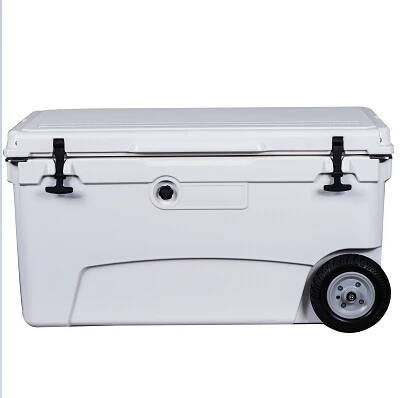 rolling cooler box food grad LLDPE 70QT insulation ice chest with wheel